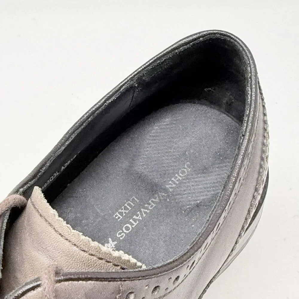 John Varvatos Luxe Derby Oxford Shoes Mens 13 Brown Leather Wingtip Brogue